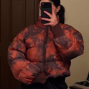 Tiger Mist Orange & Brown Puffer Jacket